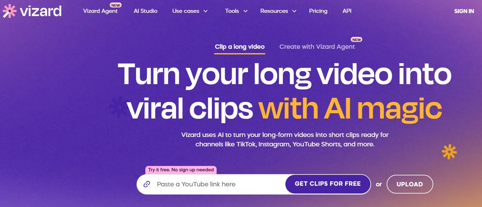 Vizard موقع ترجمة الفيديو إلى العربية
