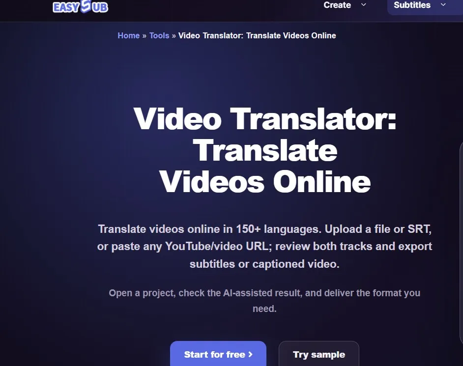 موقع Easyssub لترجمة الفيديو